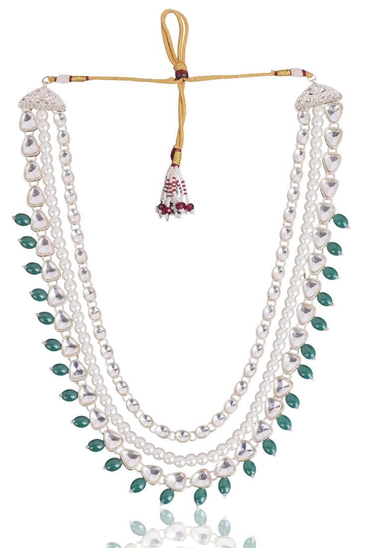 Green kundan pearl necklace – elegant sherwani jewellery for men
