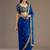 Glamourous royal blue tissue silk zari and sequins embroidered indian latest designer saree