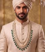 Green kundan pearl necklace – elegant sherwani jewellery for men