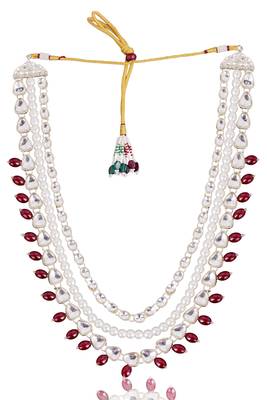 Maroon kundan pearl necklace for men – regal sherwani wedding jewellery 3