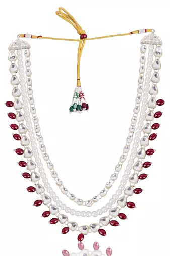 Maroon kundan pearl necklace for men – regal sherwani wedding jewellery