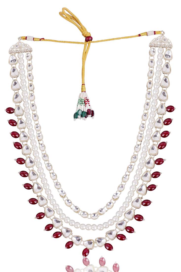 Maroon kundan pearl necklace for men – regal sherwani wedding jewellery