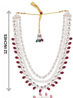Maroon kundan pearl necklace for men – regal sherwani wedding jewellery 4
