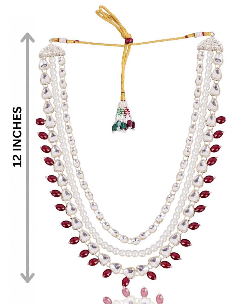 Maroon kundan pearl necklace for men – regal sherwani wedding jewellery