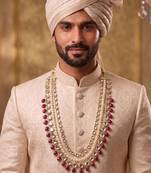Maroon kundan pearl necklace for men – regal sherwani wedding jewellery