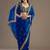 Glamourous royal blue tissue silk zari and sequins embroidered indian latest designer saree