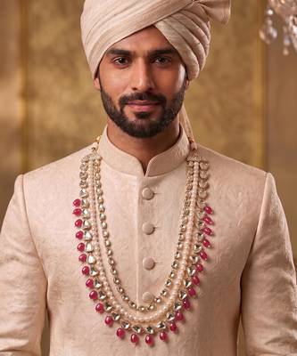 Rani kundan pearl necklace – elegant groom jewellery 1