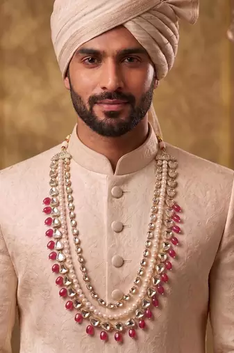 Rani kundan pearl necklace – elegant groom jewellery