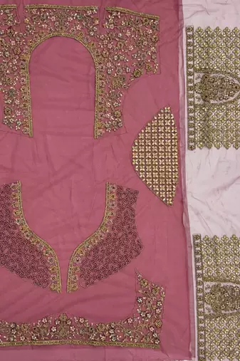onion pink color Multi Thread work Sequins and Zari Embroidery net Lehenga Choli set