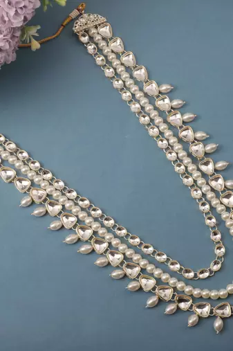 White kundan pearl necklace for men – royal groom jewellery