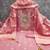 women's pink unstitched simmer dress material with woven dupatta