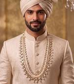 White kundan pearl necklace for men – royal groom jewellery