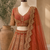 orange color Multi Thread work Sequins and Zari Embroidery net Lehenga Choli set