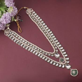 Green kundan pearl sherwani necklace – regal groom jewellery 2