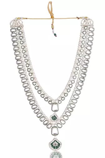 Green kundan pearl sherwani necklace – regal groom jewellery