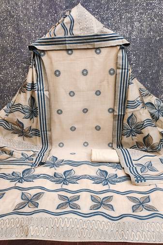 women's multi unstitched jacquard dress material with stylish woven dupatta