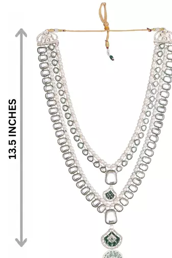 Green kundan pearl sherwani necklace – regal groom jewellery