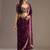 Glamorous wine tissue silk zari and sequins embroidered indian latest design wedding saree