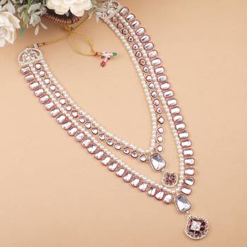 Maroon kundan pearl necklace for men – heritage inspired jewellery 2