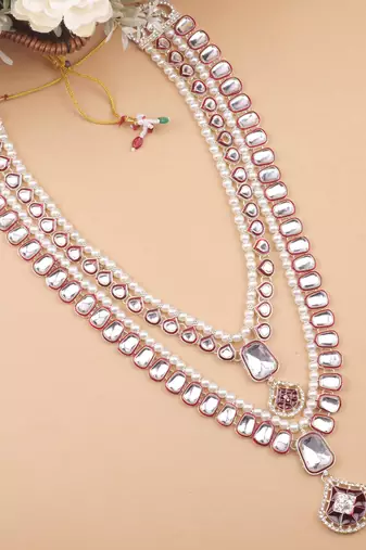 Maroon kundan pearl necklace for men – heritage inspired jewellery