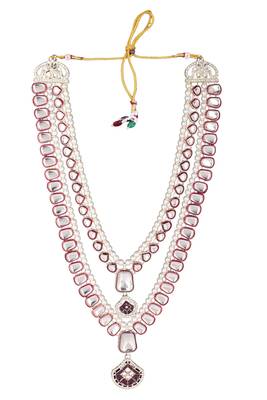 Maroon kundan pearl necklace for men – heritage inspired jewellery 3