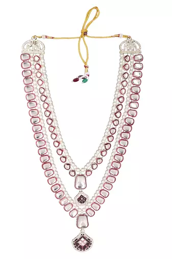 Maroon kundan pearl necklace for men – heritage inspired jewellery