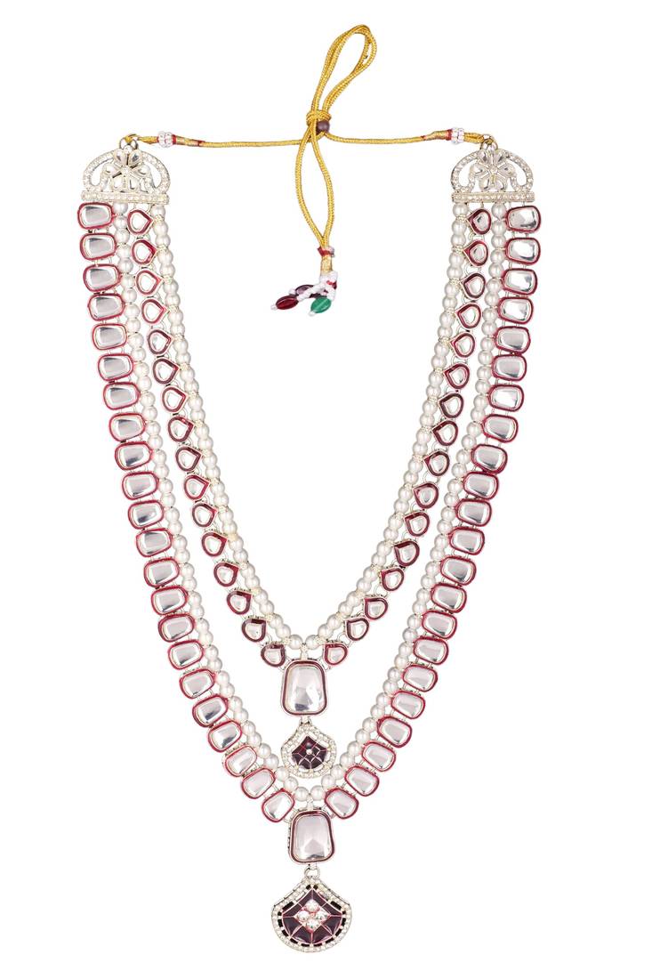 Maroon kundan pearl necklace for men – heritage inspired jewellery