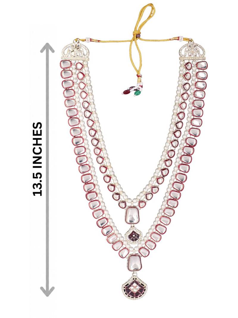 Maroon kundan pearl necklace for men – heritage inspired jewellery