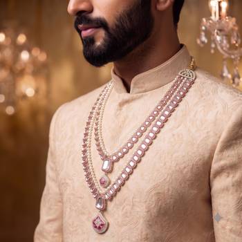 Rani kundan pearl necklace for men – festive wedding jewellery 4