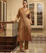 Golden chanderi silk tissue kurta set