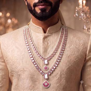 Rani kundan pearl necklace for men – festive wedding jewellery 5