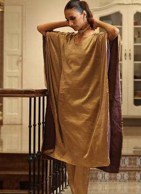 Golden handloom tissue kaftan set 2