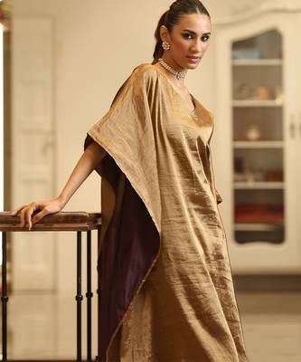 Golden handloom tissue kaftan set 4