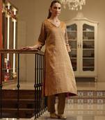 Golden handloom tissue kurta set