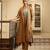 Golden brown handloom tissue jacket kurta set