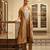 Golden brown handloom tissue jacket kurta set