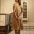 Golden brown handloom tissue jacket kurta set