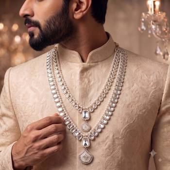 White kundan pearl groom necklace – classic wedding accessory 5