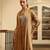 Golden brown handloom tissue jacket kurta set