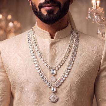 White kundan pearl groom necklace – classic wedding accessory 1