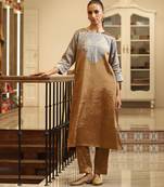 Gold and silver handloom tissue kurta set