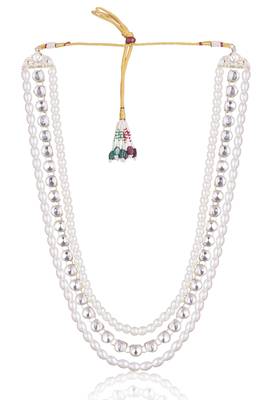 White kundan pearl necklace – elegant groom wedding jewellery 3
