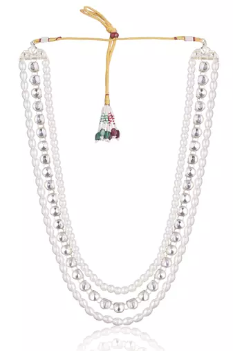 White kundan pearl necklace – elegant groom wedding jewellery