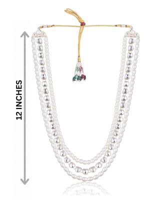 White kundan pearl necklace – elegant groom wedding jewellery 4