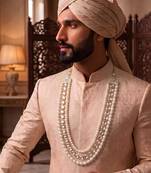 White kundan pearl necklace – elegant groom wedding jewellery