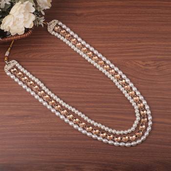 Gold kundan pearl groom necklace – royal traditional jewellery 2