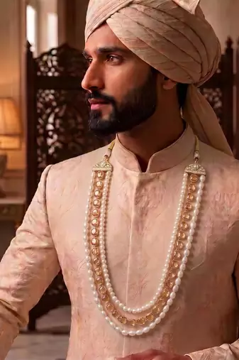 Gold kundan pearl groom necklace – royal traditional jewellery