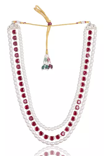 Maroon kundan pearl sherwani necklace – elegant traditional jewellery