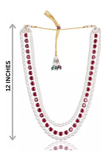 Maroon kundan pearl sherwani necklace – elegant traditional jewellery