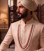 Maroon kundan pearl sherwani necklace – elegant traditional jewellery